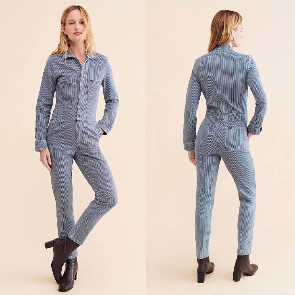 New Lee Striped Cotton Unionalls Romper Size L